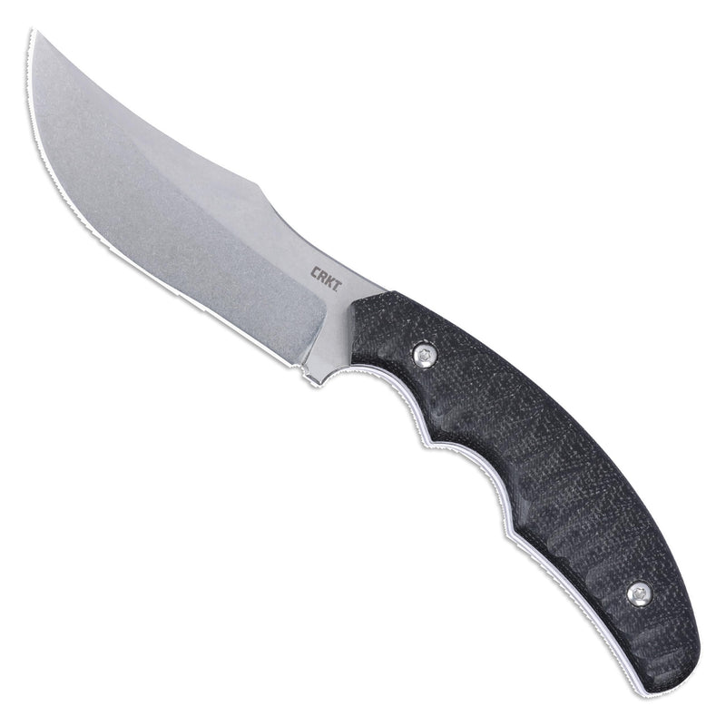 CRKT Burrower Everyday Carry Fixed Blade Knife with Sheath: D2 Steel Plain Edge Blade, Black & Gray Micarta Handle, 3610