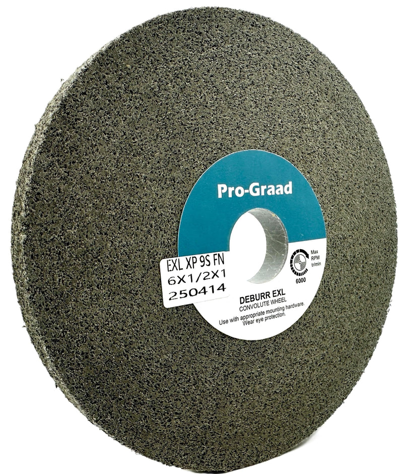 EXL-XP Convolute Deburring Polishing Wheel - 6" x 1/2" x 1" 9S Fine Silicon Carbide - Professional Grade - Metal Deburring, Finishing and Polishing Wheel – 60442-1 Pack