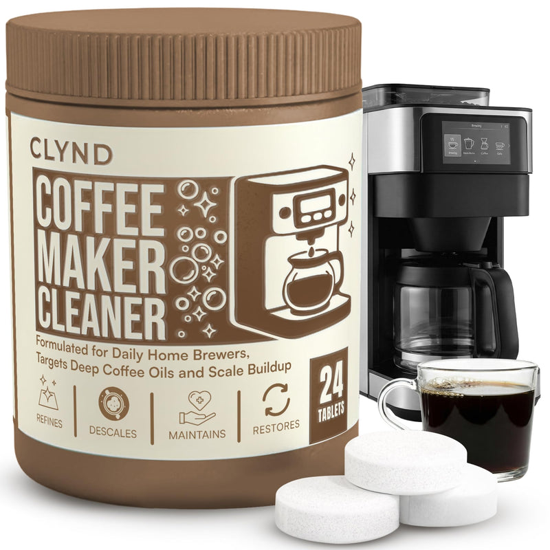 Coffee Maker Cleaner and Descaler Tablets 24-Pack, Residue-free, Compatible with Nespresso, Ninja, Multi-cup, Single-serve, Delonghi, Espresso Machine, Keurig, Coffee Pot Cleaner Cleaning Tabs 1 Count (Pack of 24)