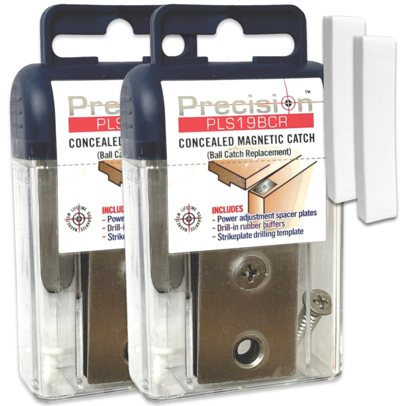 Magnetic Door Catch, Ball Catch Replacement Hardware for Closet or Double Doors, Precision Lock 2-Pack with Foam Pads Stainless Steel
