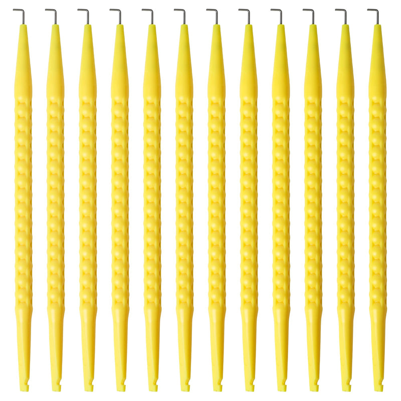 Starry 12 Pcs Probe Pick Spudger Tools Fiber Optic Probe Pick Tools Anti-Slip with L-Shaped Hook for Telecom Data Communication and Alarm Installers(Yellow)