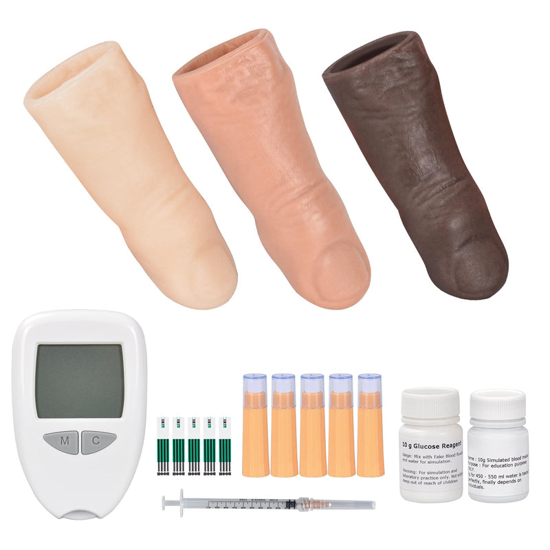 Blood Glucose Test Trainer Finger, Fake Finger for Blood Test Practice, Finger Prick Blood Sampling Training for Nursing Students