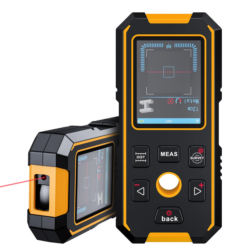 Stud Finder - 4 in 1 Stud Finder Wall Scanner with Laser Measure, Rechargeable Stud Detector Smart Sensor & Audio Alarm, HD LCD Display, Accurate Wall Detector for Metal Wood AC Live Wire