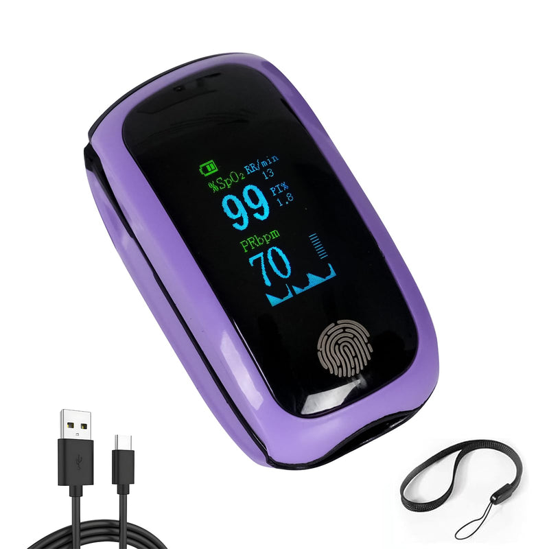 Rechargeable Finger Pulse Oximeter with Respiration Rate, Accurate Blood Oxygen Saturation SpO₂ PR PI Monitor, Portable Fingertip O2 Meter with TFT Display, USB-C Rechargeable Oxygen Monitor