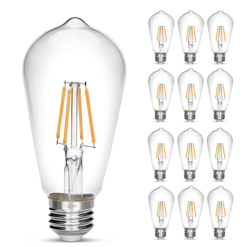 NOTOC Vintage Edison Bulb 4W,Equivalent 40W Incandescent,ST18 Antique LED Filament Bulbs,Non Dimmable 2700K Warm White,E26 Led Bulb,Pack of 12 Warm White 2700k 12 Count (Pack of 1)