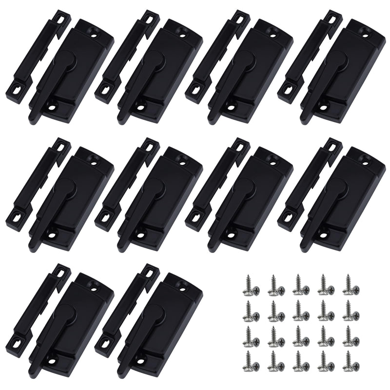 10 Pack Window Sash Locks - Cam Action Security Window Latch Replacement for Single/Double Hung, Vertical, Horizontal Sliding Windows, Window Locks for up and Down Windows (Black) Black 10