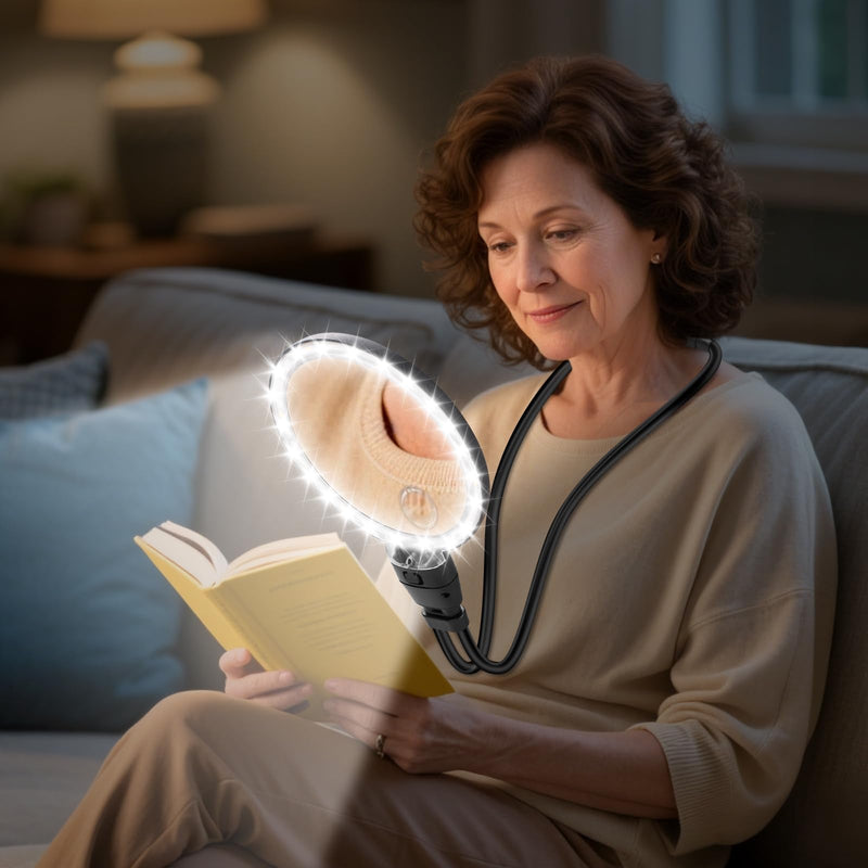 10X 30X Large Magnifying Glass with Light, Hands Free Magnifying Glass for Reading, 3 Color LED Lights Flexible Gooseneck Magnifier for Close Work Reading Sewing, 4.3in 4.3 in