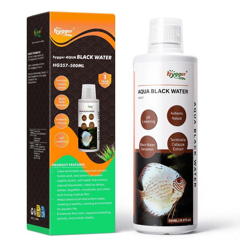 hygger Blackwater Aquarium Conditioner with Natural Olive Leaf Extract, Humic & Tannins, Regulate pH Value Soften Water Create Tropical Biotope Black Water Environment for Freshwater Aquarium (500ML) 500ML