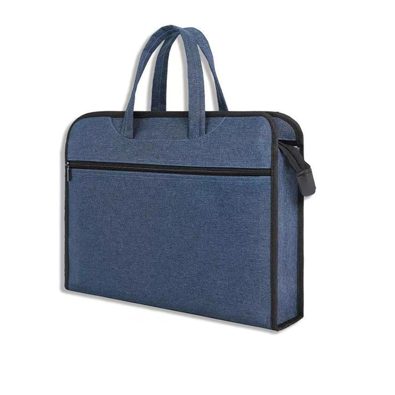 Oxford Zippered Document Bag Zippered File Bag with Handle Waterproof Portable Office Organizer File Tote Bag Pouch Blue