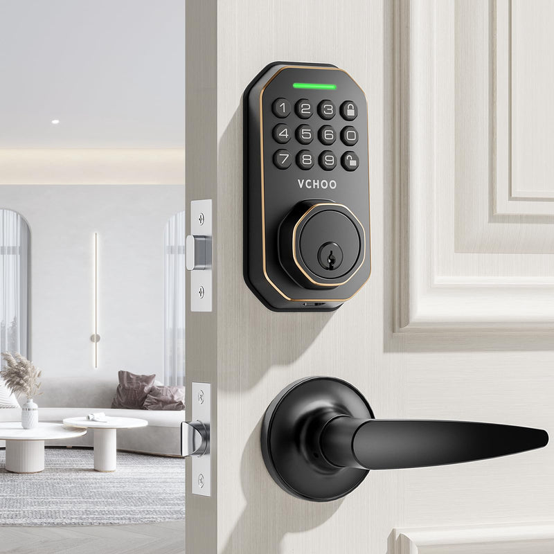 Keyless Entry Door Lock Deadbolt with Handle Set Smart Locks for Front Door with Lever Handle Auto Locking, Anti-Peeping Password, Easy Installation for Home Hotel Bedroom Door Oil Rubbed Bronze