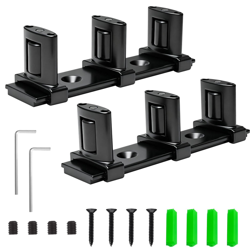 3-Roller Adjustable Sliding Closet Door Floor Guide Upgrade Kit (2 Pack), Black Bottom Mount for Bypass, Double Bypass & Barn Doors 3-Roller Guide - 2 Pack