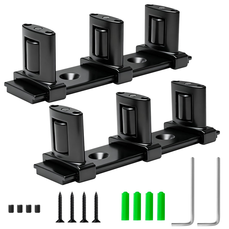 Siding Closet Door Floor Guide,3-Roller Adjustable Double Bypass Door Guide Upgrade Kit, Black Sliding Door Guides Floor Mount for Double Bypass Door(2 Pack) 2 Pack