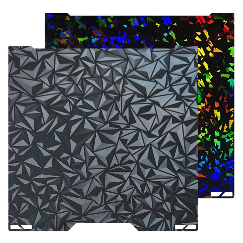 355x346mm PEO+PEF Double Sided Build Plate for Bambu Lab H2S/H2D/H2D Laster Full Combo/H2D AMS Combo 3D Printer, Smooth Diamond+Rainbow Confetti Heat Bed Flexible Platform Print Bed 355x346mm