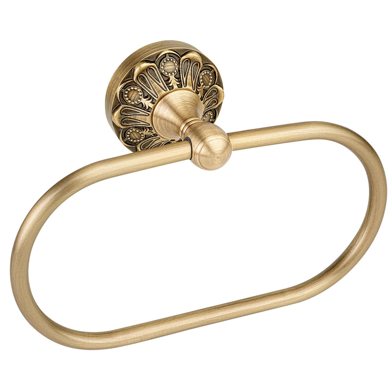 Brass Bathroom Hand Towel Holder, Antique Brass Towel Ring Holder, Vintage Wall Mounted Oval Towel Rack Hanger Home Half Round Bathroom Hardware Accessory