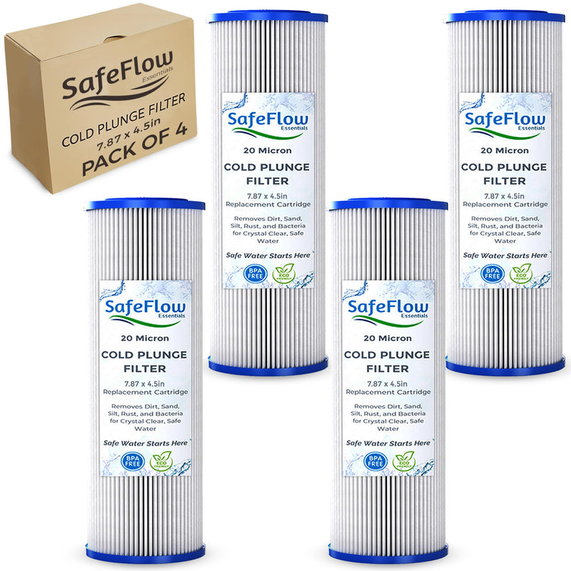 7.7" x 4.5" Ice Bath Water Filter 20 Micron (4-Pack) – Compatible with Cold Plunge All-In & Evolve Pro Chiller | Sediment Filter for Ice Bath & Water Chillers (7.7 x 4.5in, 4, Count) 7.7 x 4.5in 4.0
