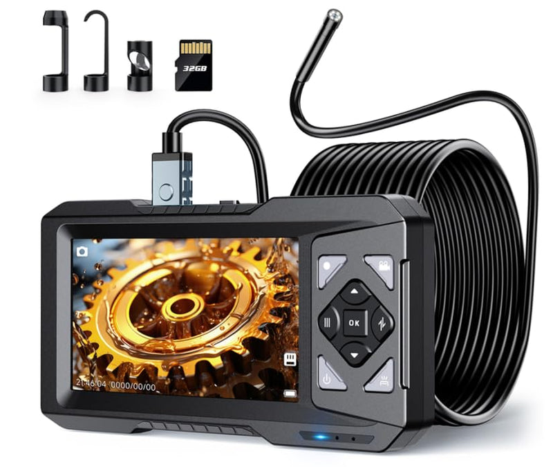 Hayve 4.3inch Industrial Endoscope, 1920P Digital Borescope Inspection Camera, [Photo& Video] IP67 Waterproof Sewer Camera with 6 LED Lights,16.5FT Semi-Rigid Cable,32 GB Card