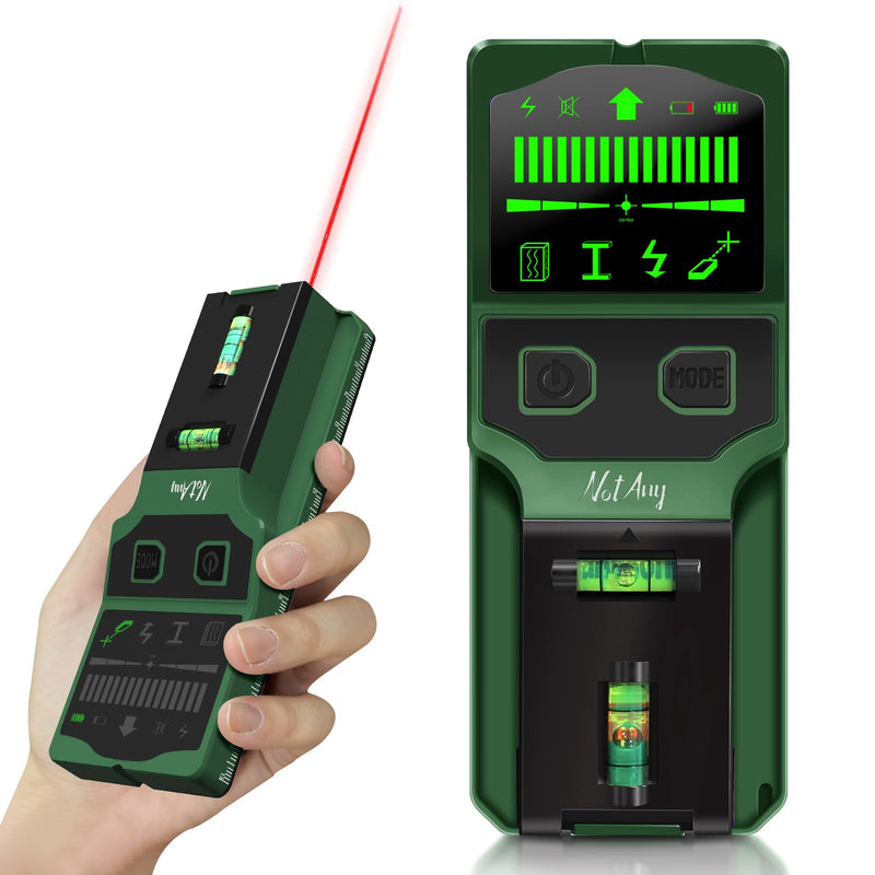 Stud Finder Wall Scanner - 7-in-1 Electronic Wall Stud Detector, Detects Wood, Metal, AC Power, Joists, Pipes with LCD Display, Laser & Bubble Level Ruler