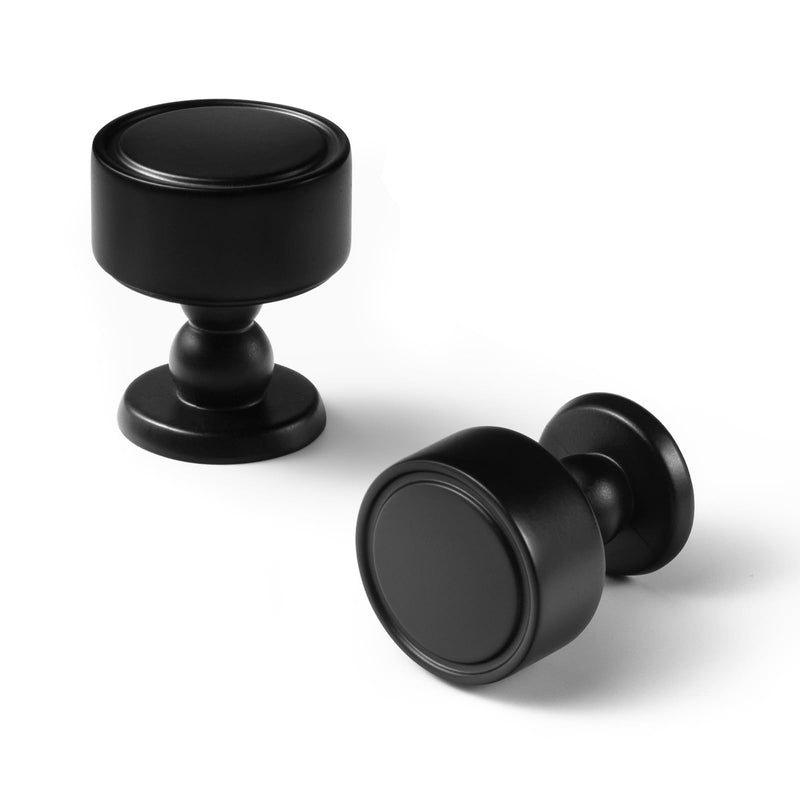 6 Pack Matte Black Cabinet Knobs, Single Hole Round Drawer Handle | Solid Zinc Alloy Drawer Pulls & Door Handles, Kitchen Pulls Modern Cabinet Hardware for Dresser Drawers