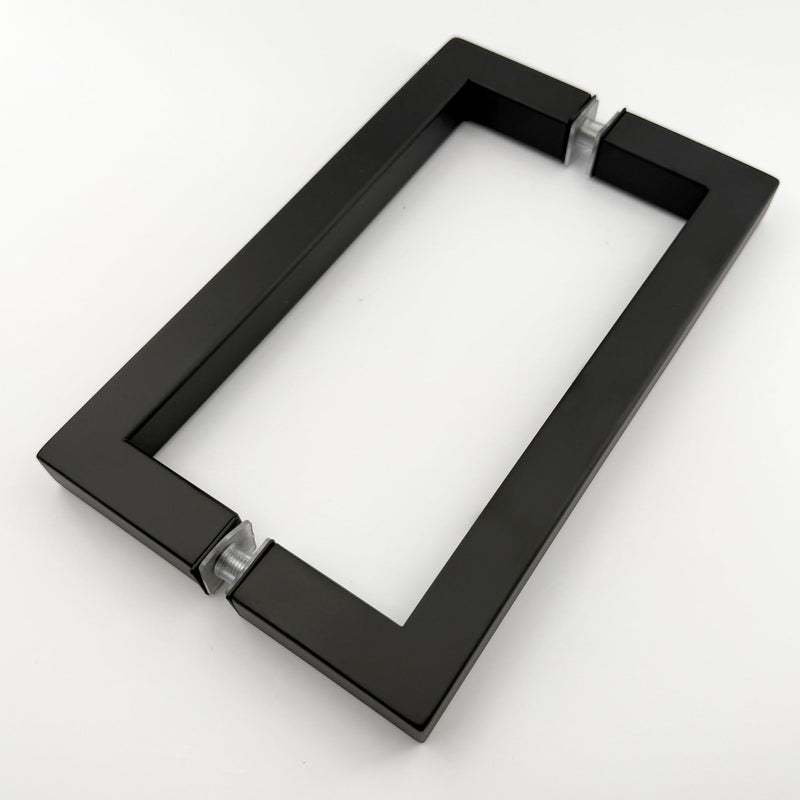 8" Square Shower Door Handle, Bathroom Back-to-Back Replacement Handles,304 Stainless Steel Pull Hardware for Sliding、Frameless Glass Shower Door, 8 inch-Matte Black Matte Black