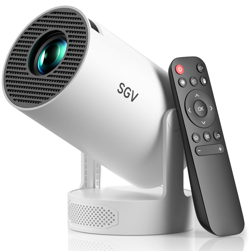 SGV Smart Mini Projector for Bedroom, 4K Support, Portable Outdoor Projector with Android 12, WiFi and Bluetooth 5.2, Auto Keystone, for Home Theater Outdoor Movie