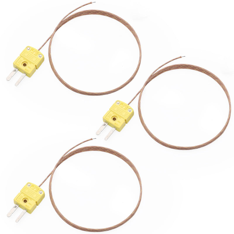 DROK High Accuracy K Type Thermocouple Probe - 3 Pack Type K Temperature Probes & Sensors for Thermocouple Thermometer, 1 Meter Long Measure Range -40°C~480°C (-40°F~896°F) 1m