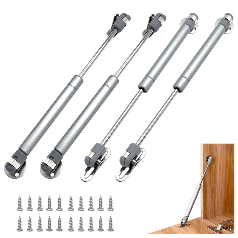 4 Pack 100N/22LBS Drop Down Gas Struts for Downward Flap lid Slowly Down,Spring Hinge, Downturn Door Buffer Retractable Cabinet Door Metal Head Gas Spring Support Silver-4pcs