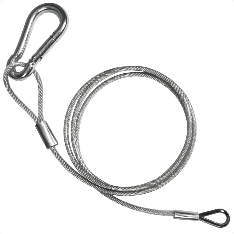 Five Oceans 4 Ft Outboard Safety Cable 3/16" with Snap Hook - Vinyl-Coated Steel - Security Cable for Boat Engine Brackets - FO4976