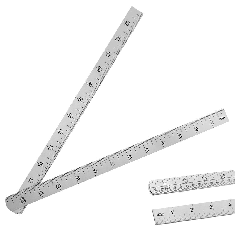 Tellegloww 1 Pcs Steel Ruler 3/4 in x 2 ft Folding-Rule Measuring Tool for Machinist Tinner Circumference Measurement Metalworking Industrial Drawing Engineering Steel 3/4 in x 2 Ft Silver