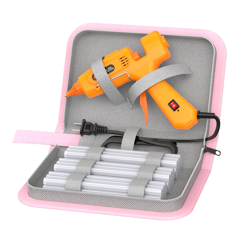 IZIO hot glue gun and sticks set with 21 glue sticks(7/16"), storage pouch, copper nozzle,Equipped with anti scalding mouth, safe switch, ergonomic grip, lightweight for diy projects, home repairs. Pink