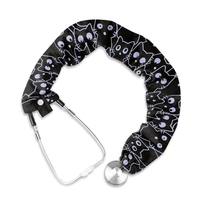 Rnyleeg Black Stethoscope Cover Funny Cat Design Stretchy Slim Looking Stethoscope Cover Sleeve Veterinary Fit to All Types of Stethoscopes Veterinary Supplies 1 Black Cat