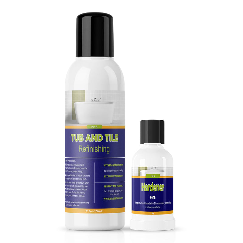 Tub Paint, Odorless Tub and Tile Refinishing, White Bathtub Paint Water Based, Long-Lasting Never Peel, for Bathroom, Tubs, Tiles for Wet Surfaces, Sink, Kitchen Cabinets, Countertops (7.1 Fl Oz (White) 7.1 Fl Oz (White)