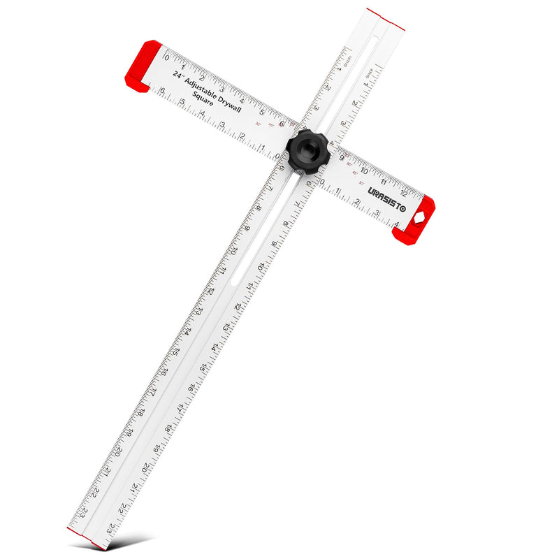URASISTO 24 Inch T-Square Tool, Aluminum Adjustable Drywall T-Square Ruler, Multi Angle Measuring Ruler for Layout and Marking