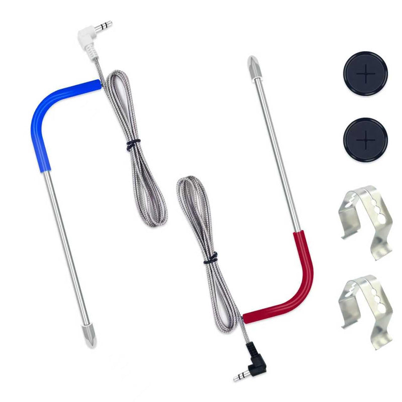 2 Pack Replacement Meat Probes for Traeger Pellet Grills - Waterproof BBQ Thermometer Sensors,3.5mm Plug, Includes Stainless Steel Clips and Grommets