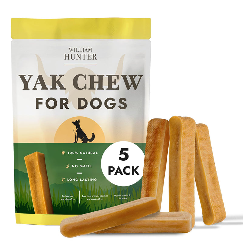 William Hunter Yak Cheese Himalayan Dog Chews - Long Lasting 100% Natural High Protein Dental Dog Chews for Aggressive Chewers (5 Pack Small) 5 Pack Small
