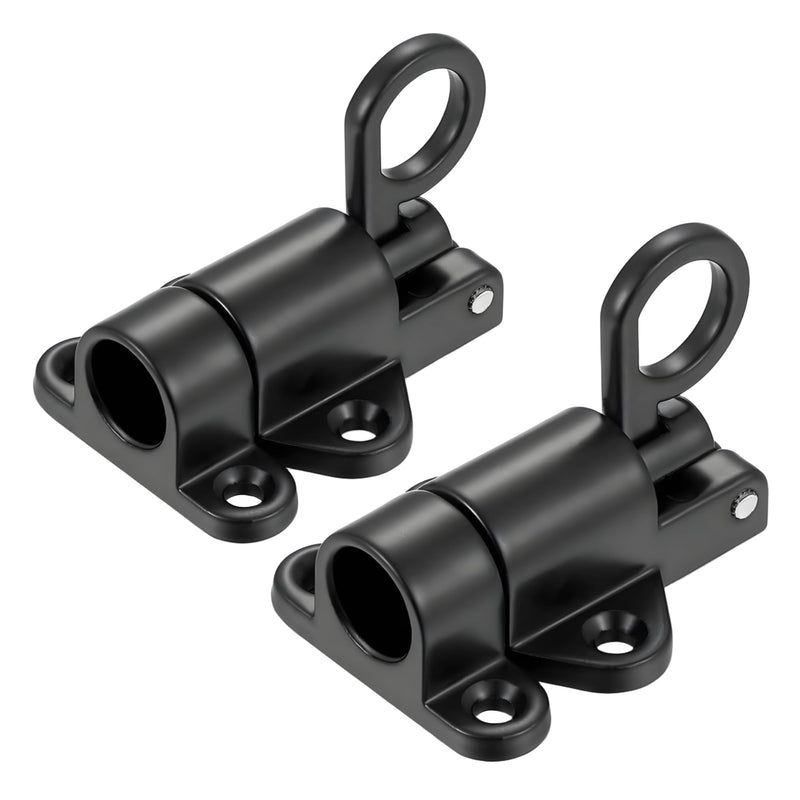 2 Packs Self Closing Latch Spring Door Lock, Automatic Gate Latch with Spring Loaded Pin, Aluminum Alloy Slide Gate Latch for Cabinet Window Fence, Black, AMS-CX01-B 2 Pack