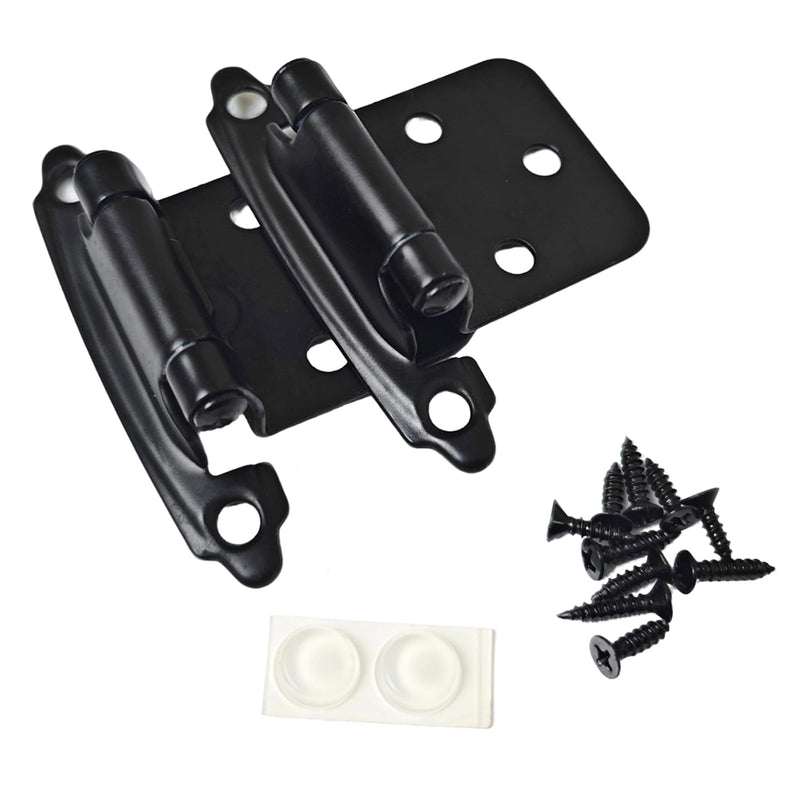 Naner 50 Pack 25 Pairs 1/2" Overlay Cabinet Door Hinges Kitchen, Semi-Concealed Hinges Face Mount Self-Closing Kitchen Cabinet Hinges with Bumpers Functional Hardware for Kitchen & Cupboard Doors