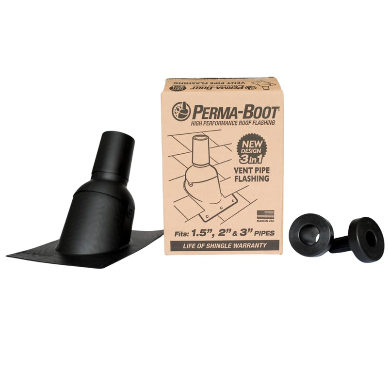 Pipe Boot Repair Flashing Adjustable 1.5 in. I.D. to 3 in. I.D. Vent Pipe in Black New Construction