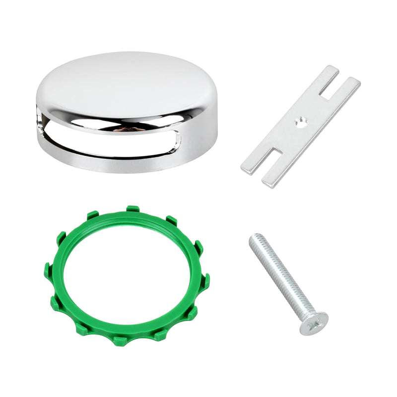 Chrome Plated Bathtub Overflow Drain Cover Kit,Snap-On Installation (2 Pc Bathtub Overflow Drain Cover) 2 Pc Bathtub Overflow Drain Cover