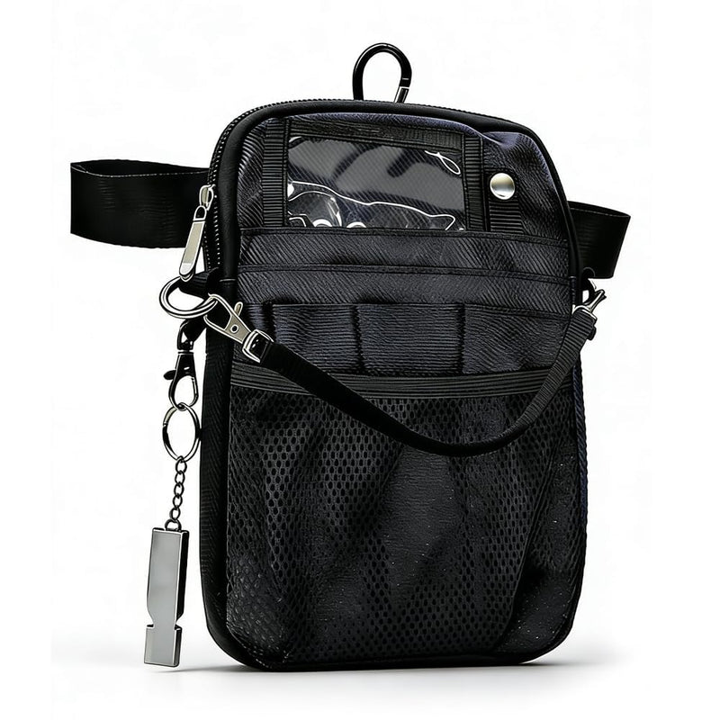 Multifunctional Nurse Waist Pack, Medical Supply Belt Bag with Tape Holder, Multi-Compartment Organizer Pouch, Black