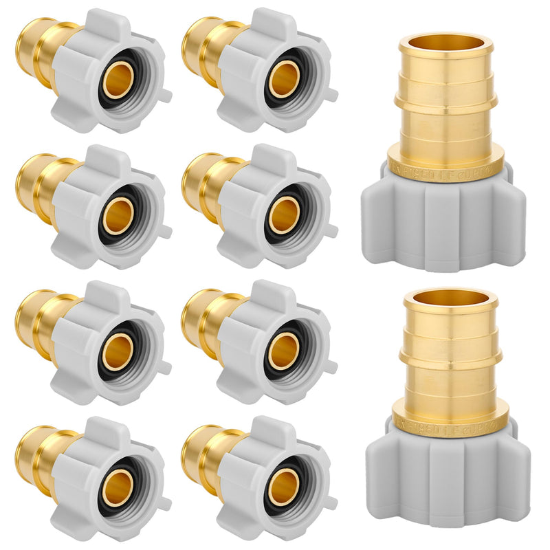 (Pack of 10) Pex-A 3/4" Pex x1/2" Swivel Female NPT Adapter, Plumbing Cold Expansion Brass Fittings, ASTM F1960, ANSI/NSF-61,(PEX1960271-10PCS) Coupling - 3/4" PEX-A × 1/2" FNPT Swivel (10 Pack)