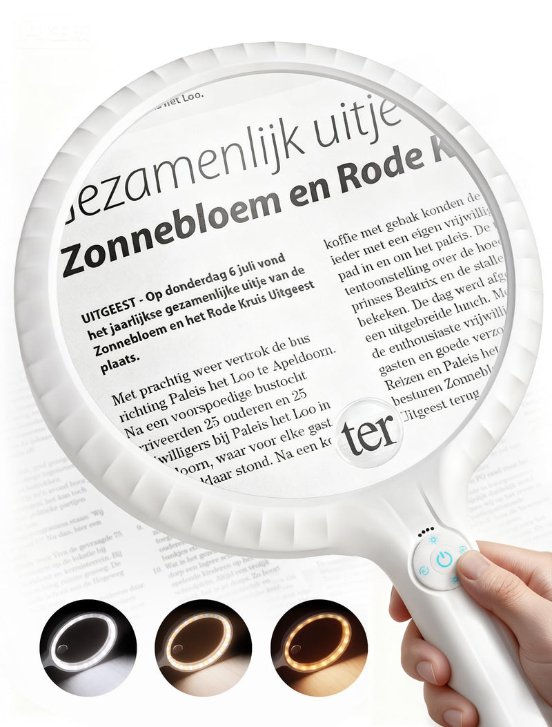ARTDOT Large Handheld Magnifying Glass for Reading and Close Work, Adjustable Brightness Magnifier as Gifts for Seniors, Grandma, Grandpa