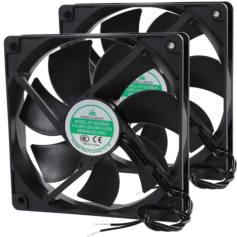 XY12025B2H EC 12025 Cooling Fan, XY-12025B2H 110-240V~220-240V 0.07A Boosting High Air Volume Cabinet Case Fan Replacement Parts, 50/60Hz, Size: 120×120×25mm 2PCS 2