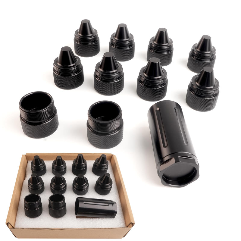 1.375" X24 Aluminum Alloy Cone Shaped Parts, 12 Pack Sealed End Cap Fit for Tire Anti Theft Cover Black 1.375 inches