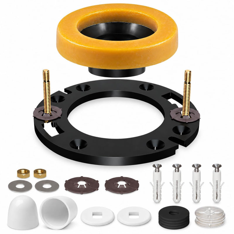 NEEXAN Toilet Flange Repair Kit with Wax Ring and Bolts, Fits 3-4 in Drains 8