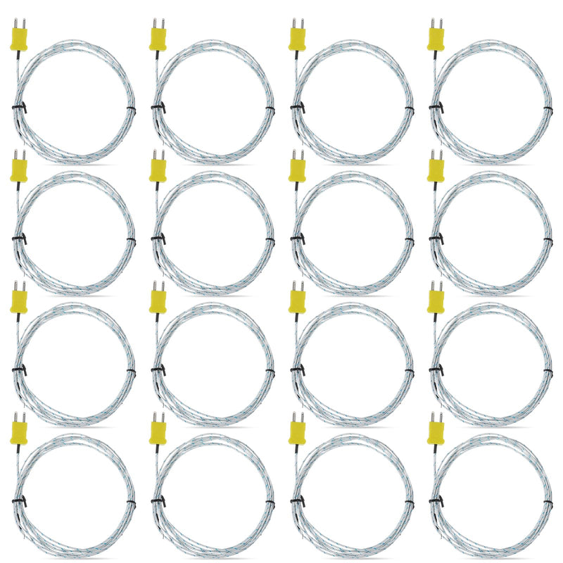 12 Pcs 3 Meters K Type Thermocouple Wire Temperature Probe Sensor Measure Range -50 to 400 Celsius, Compatible with TM902C/ TES1310 | Measure Range -50 to 400 Celsius, Compatible with TM902C/ TES1310
