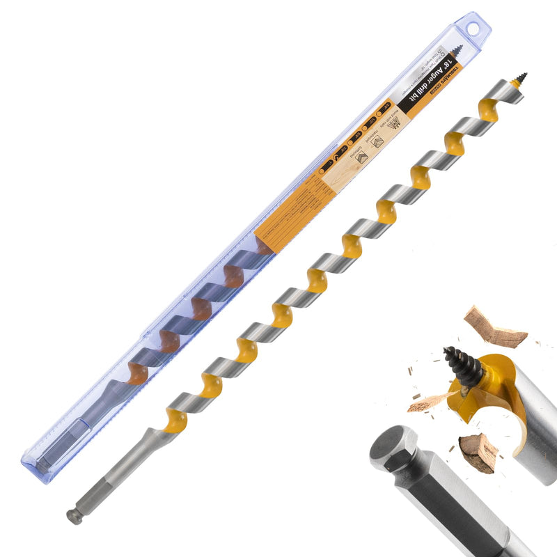 7/8" x 18" Ship Auger Bit, 7/16" Hex Shank, Heavy-Duty One-Piece Wood Drill Bit for Nail-Embedded Hardwood & Marine Decking 7/8" x 18" Auger Drill Bit for Marine Decking