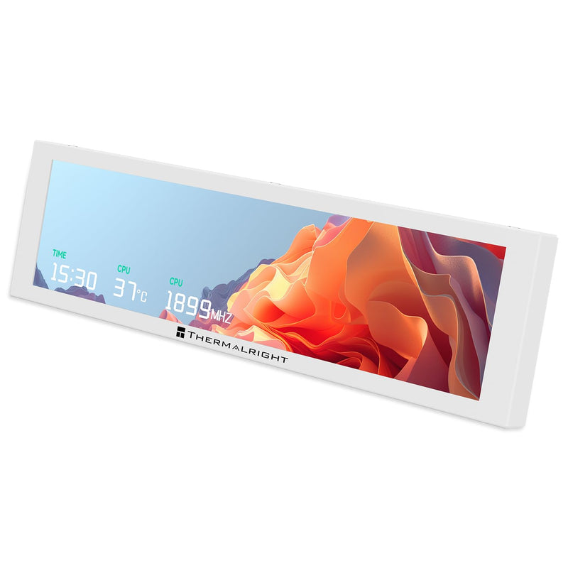 Thermalright Trofeo Vision 9.16 LCD White, 9.16-inch Full-Color LCD Magnetic Display Screen, 1920x480 Resolution, Easy to Install,Master CPU/GPU Temperature(White)