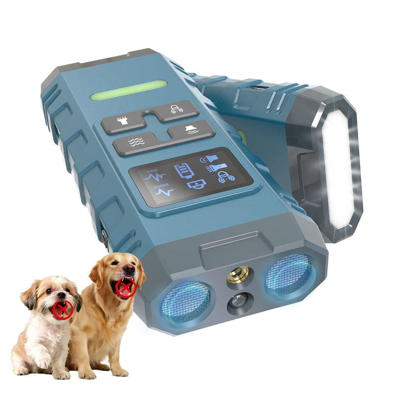 Dog Bark Deterrent Device,Anti Barking Device for Dogs, Ultrasound Dog Bark Deterrent,Best Anti-Barking Device, 4 Modes & LED Light & LCD Screen Portable Indoor & Outdoor（Blue） Blue