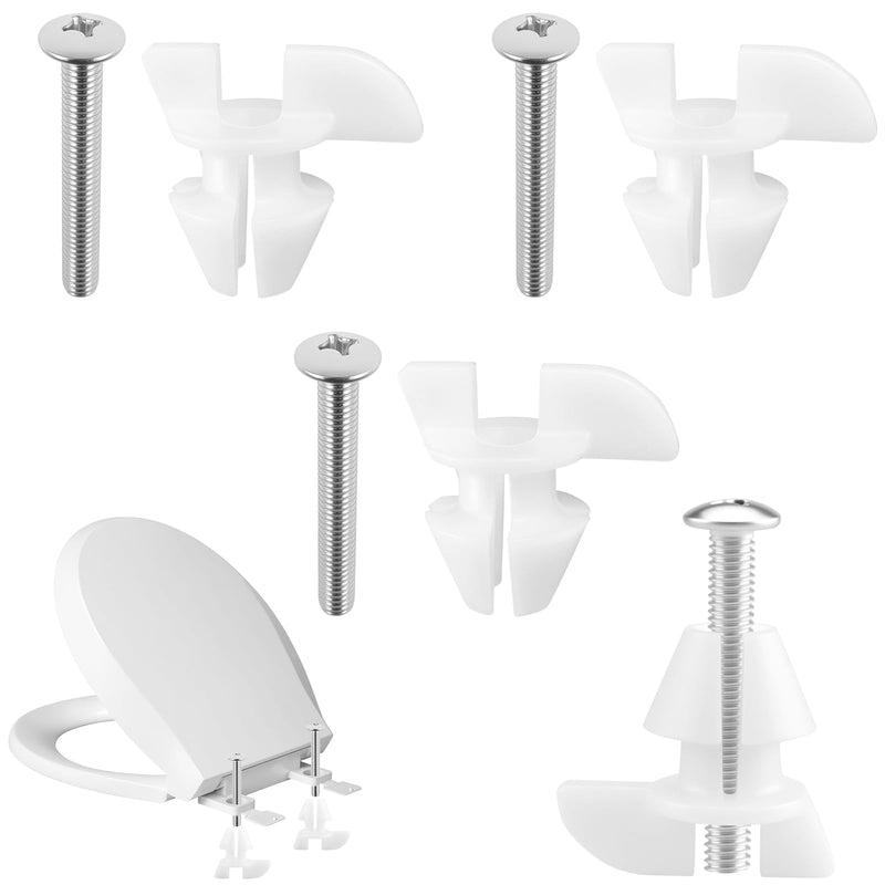 4 Pack White Toilet Seat Bolts & Screws for 1133024 Hardware Pack, Non-Slip, Secure Fit - Ideal for Toilet Seat Parts Replacement Silver