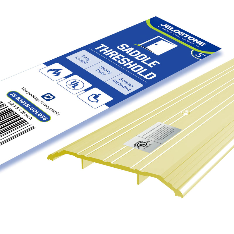 5''W x 1/2''H x 36''L Heavy-Duty Commercial Aluminum Door Threshold (Gold Anodized) - ADA Accessible, Barrier Free, Fire Rated Door Saddle, Exterior Door Threshold, B301N 5''W x 1/2''H x 36''L Gold Anodized